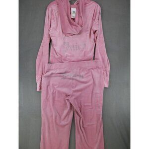 New Juicy Couture Velour Bling Tracksuit Hoodie Pant Light Pink Size Large Set‎